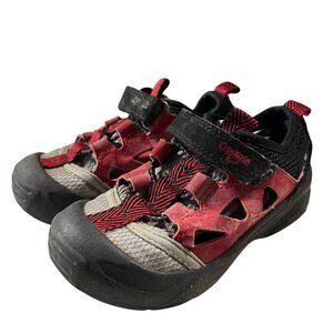 Oshkosh Bgosh Toddler Boys Red & Black Closed-Toe Sandals SZ 7 Adjustable Straps